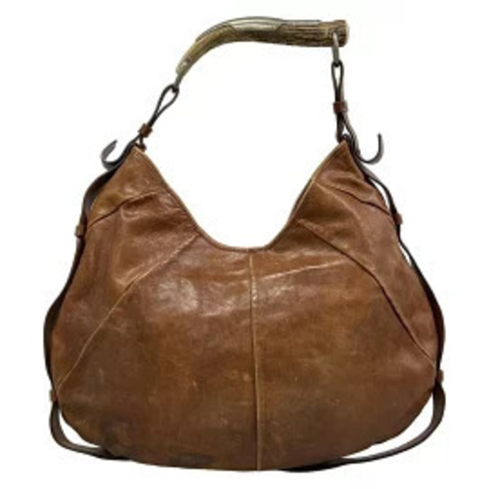 Saint Laurent Yves Rive Gauche YSL Mombasa Handbag Brown Leather